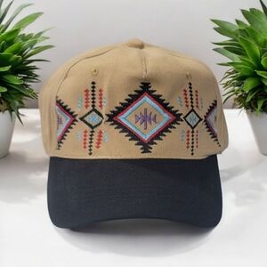 Tan and Black Geometric Pattern Cap